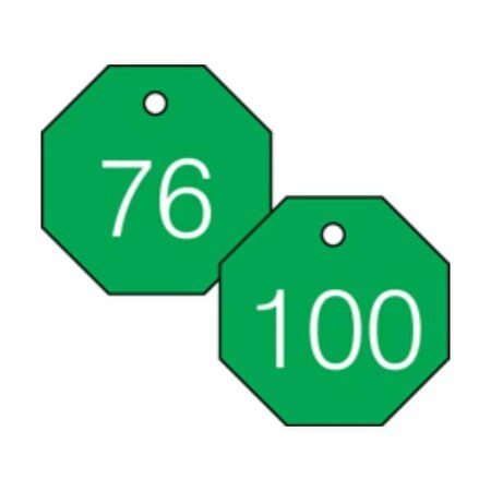 Accuform Engraved Numbered Tags, Adhesive Dura-Poly, 0.025 in H x 3 in W, 25 PK TDG825GN
